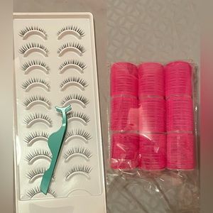 Value bundle: False eyelashes+self grip hair curlers 9pcs + iPhone 12/12pro case